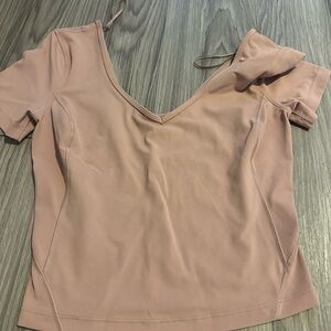 Lululemon Athletica Tan Asymmetrical Fitted Blouse